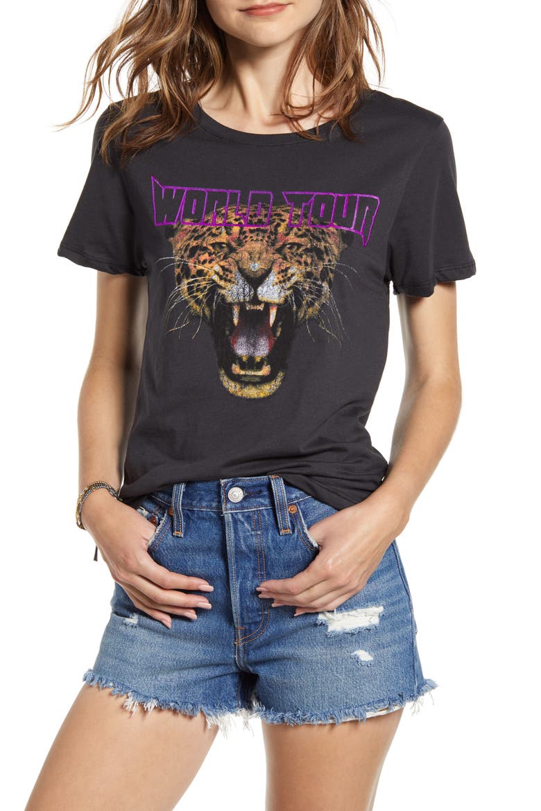 Cheetah Graphic Tee, Main, color, BLACK