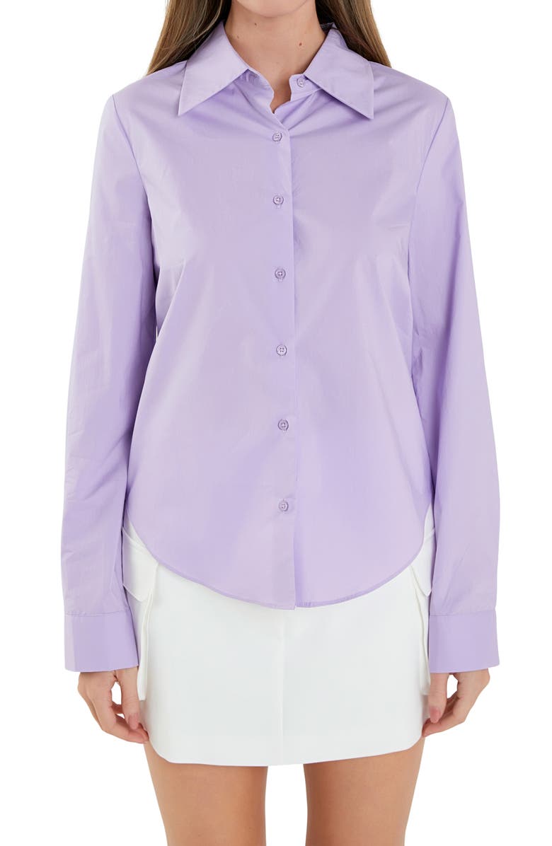 English Factory Accent Collar Poplin Shirt, Alternate, color, Lavender