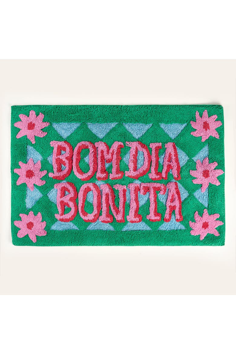 Punjab Bonita 100% Cotton Bath Mat 23.5" x Spa-Inspired, Main, color, Green