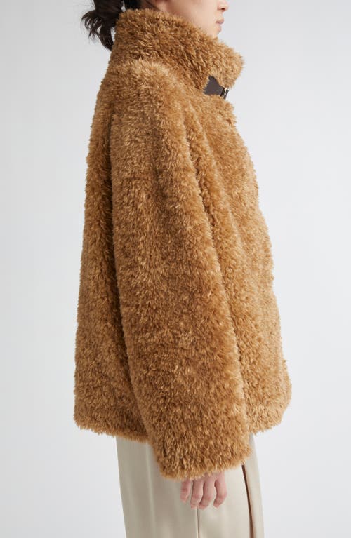 Herno Plush Faux Fur Jacket With High Collar And Buckle Closure In Black