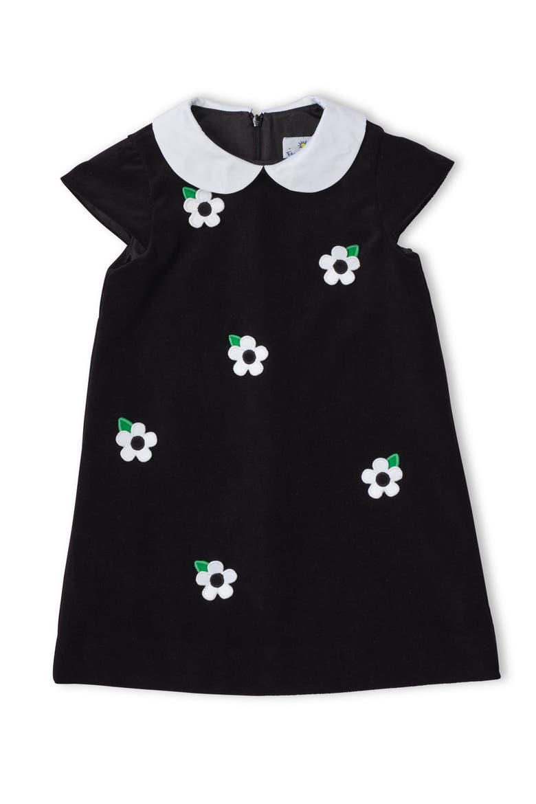 Velvet Dress With Flowers, Main, color, Black