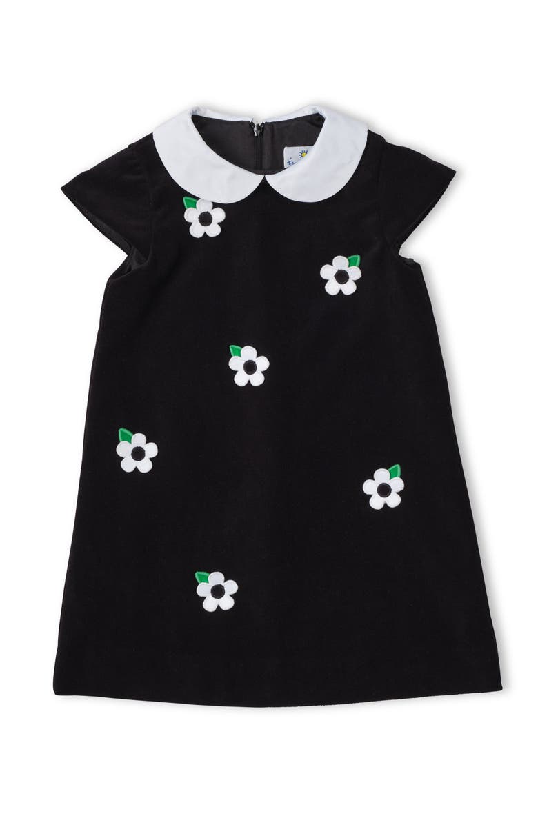 Florence Eiseman Velvet Dress With Flowers, Main, color, Black