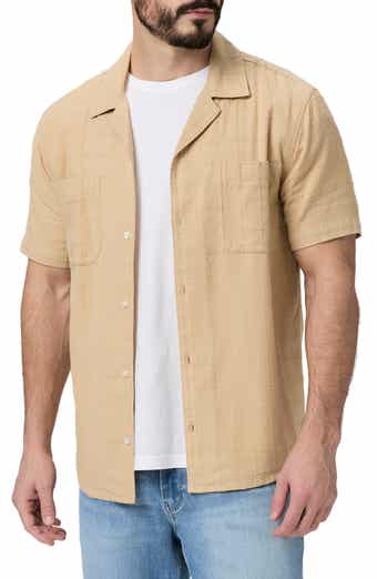 PAIGE Jacobson Windowpane Textured Camp Shirt