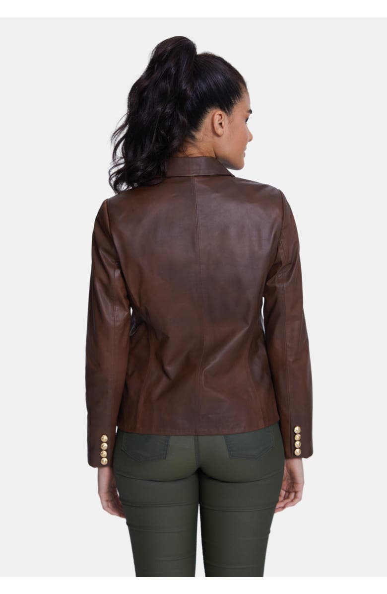Furniq UK Josephine Leather Blazer, Alternate, color, Whiskey