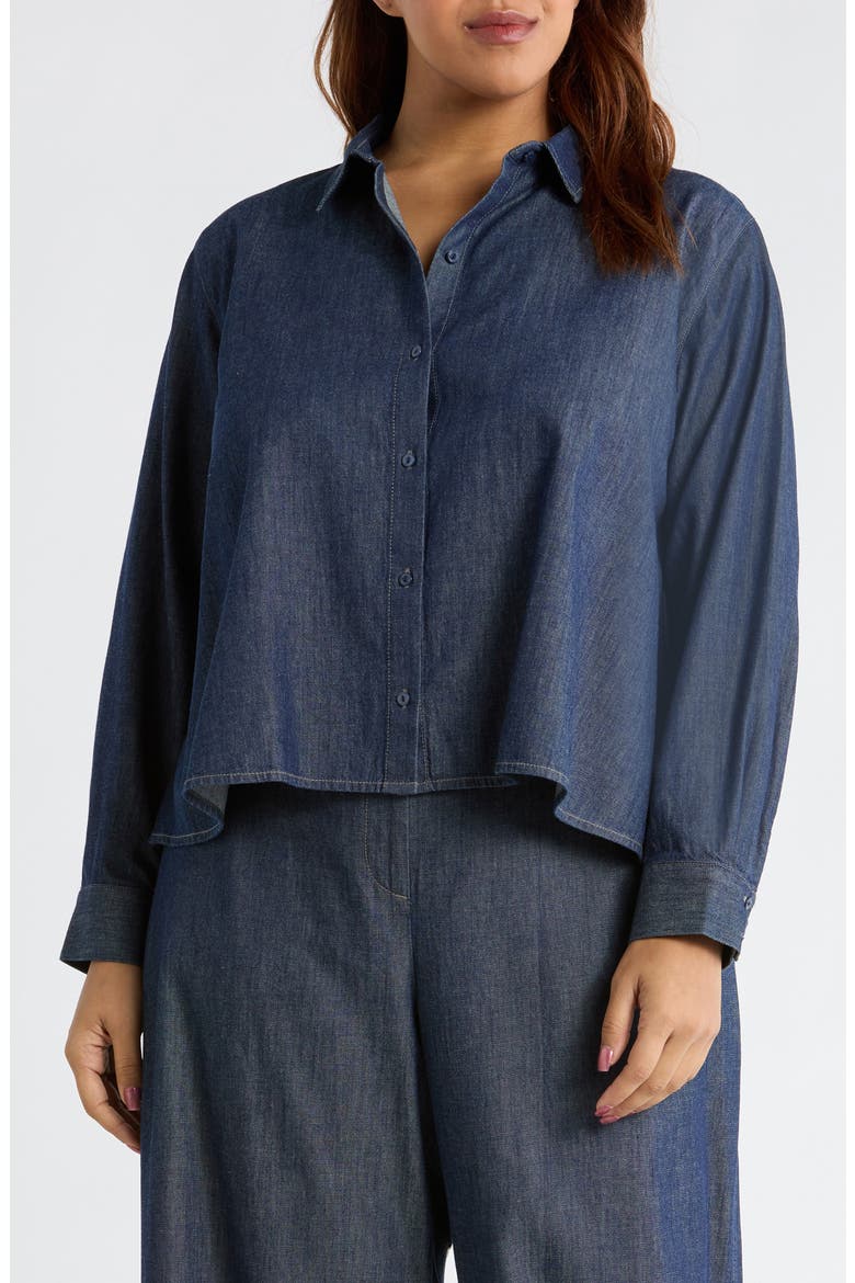 Button Front Denim Shirt, Main, color, DARK INDIGO