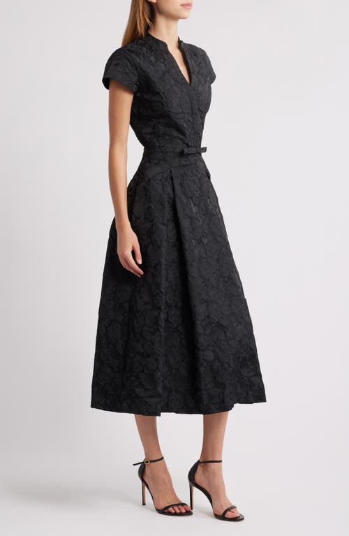 Sachin & Babi Hanna Floral Cloqué Cocktail Midi Dress In Black