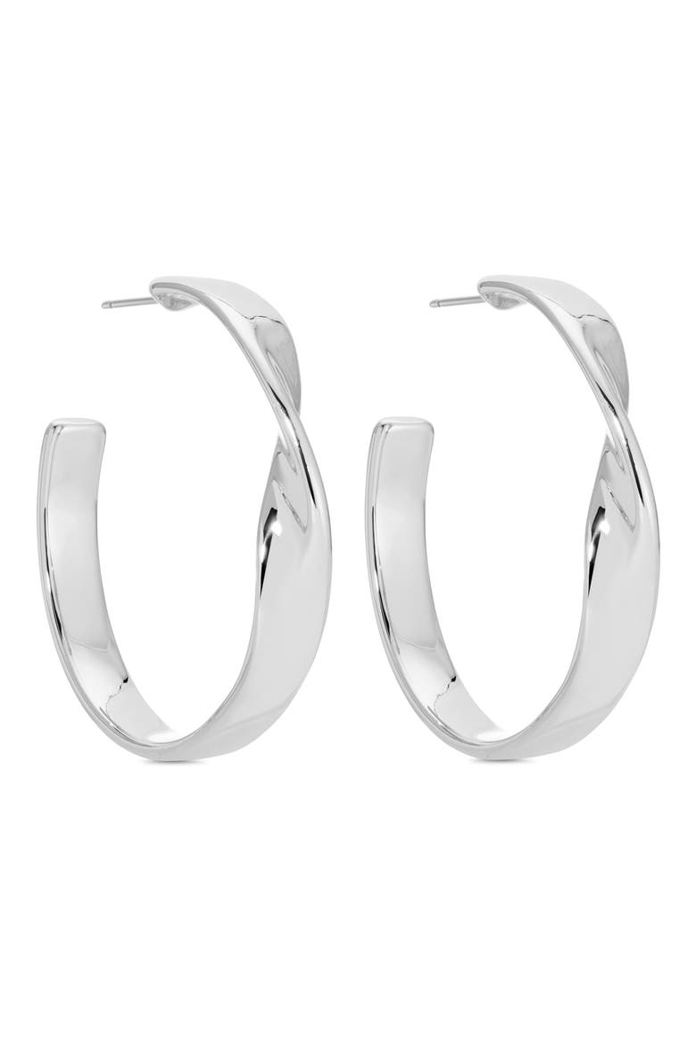 Heirloom Medium Hoop Earrings, Alternate, color, SILVER