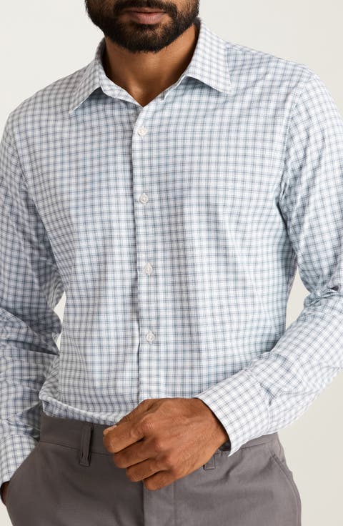 Tech Slim Fit Plaid Performance Button-Up Shirt