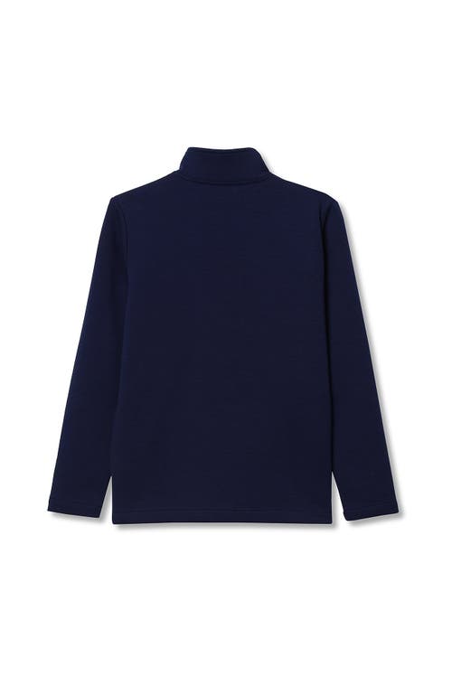 Lands' End Boys Husky Long Sleeve Knit Full Zip Mock Neck Sweatshirt In Blue
