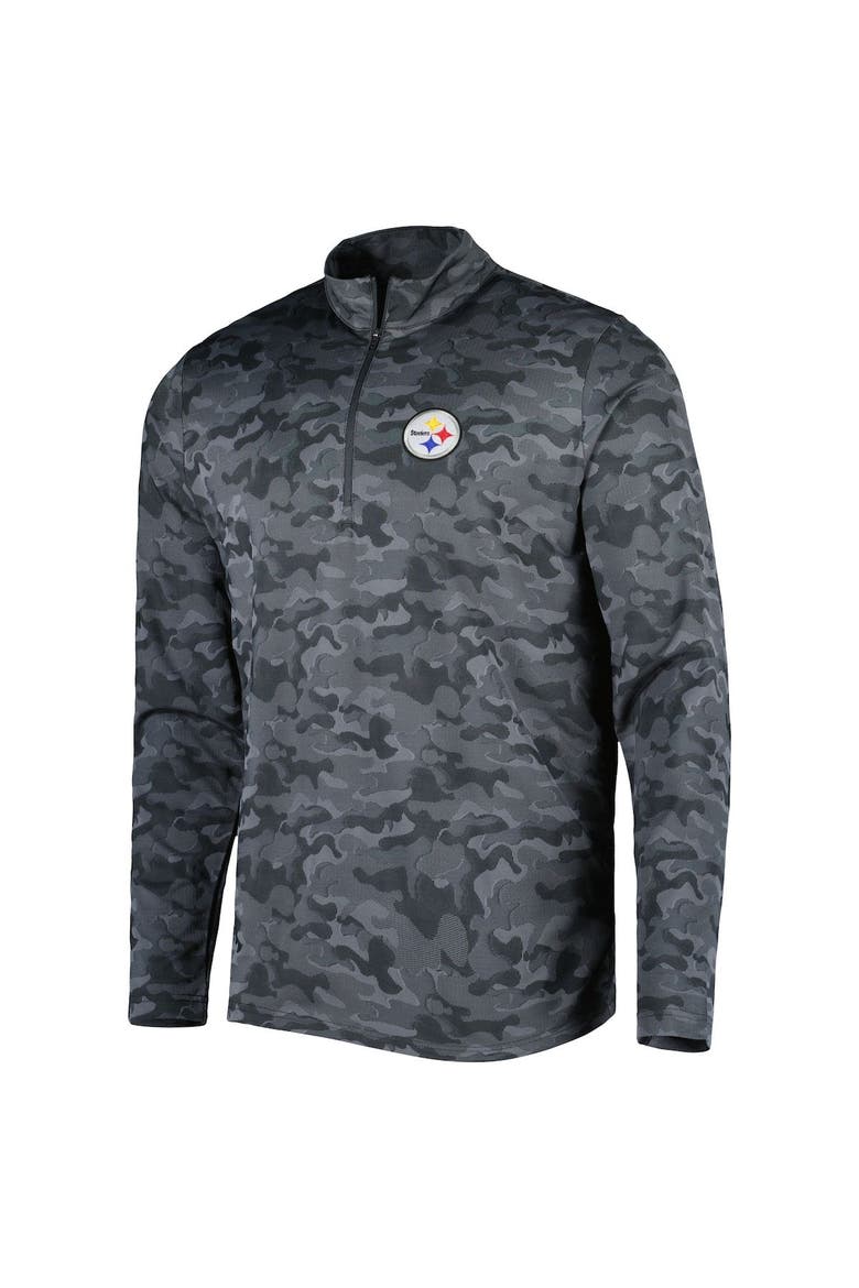 Men's Antigua Black Pittsburgh Steelers Brigade Quarter-Zip Sweatshirt, Alternate, color, Black