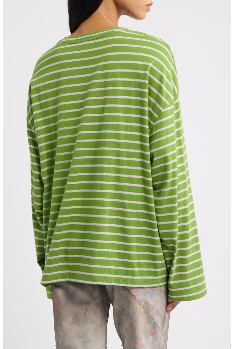 Oversize Stripe Long Sleeve T-Shirt, Alternate, color, GREEN