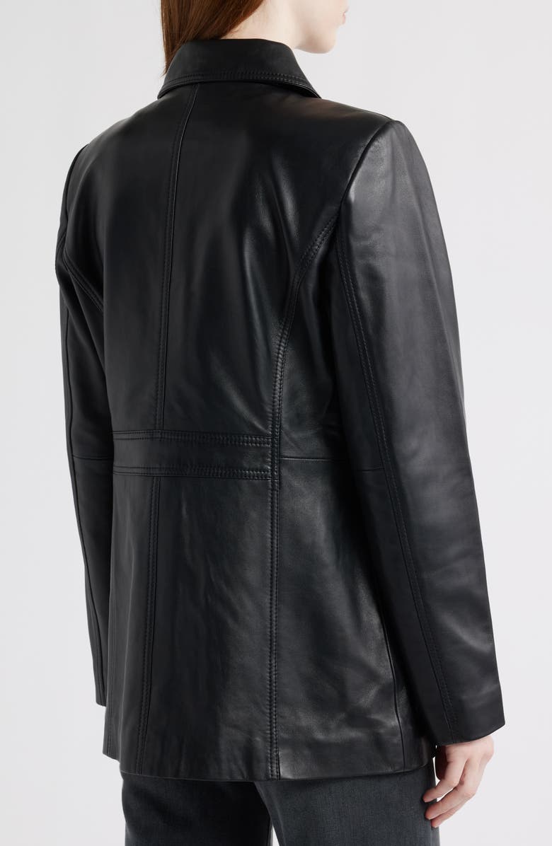 Bernardo Leather Shirt Jacket, Alternate, color, Black