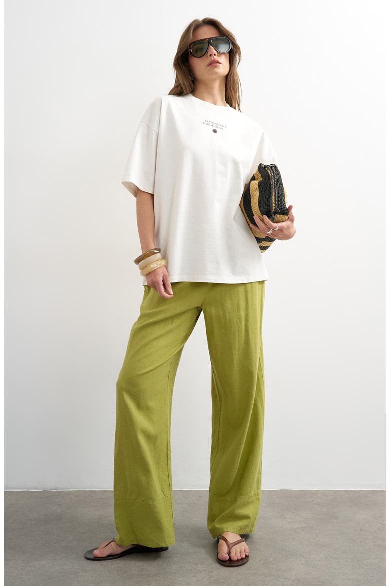Linen Blend Straight Leg Pants, Alternate, color, MGREEN