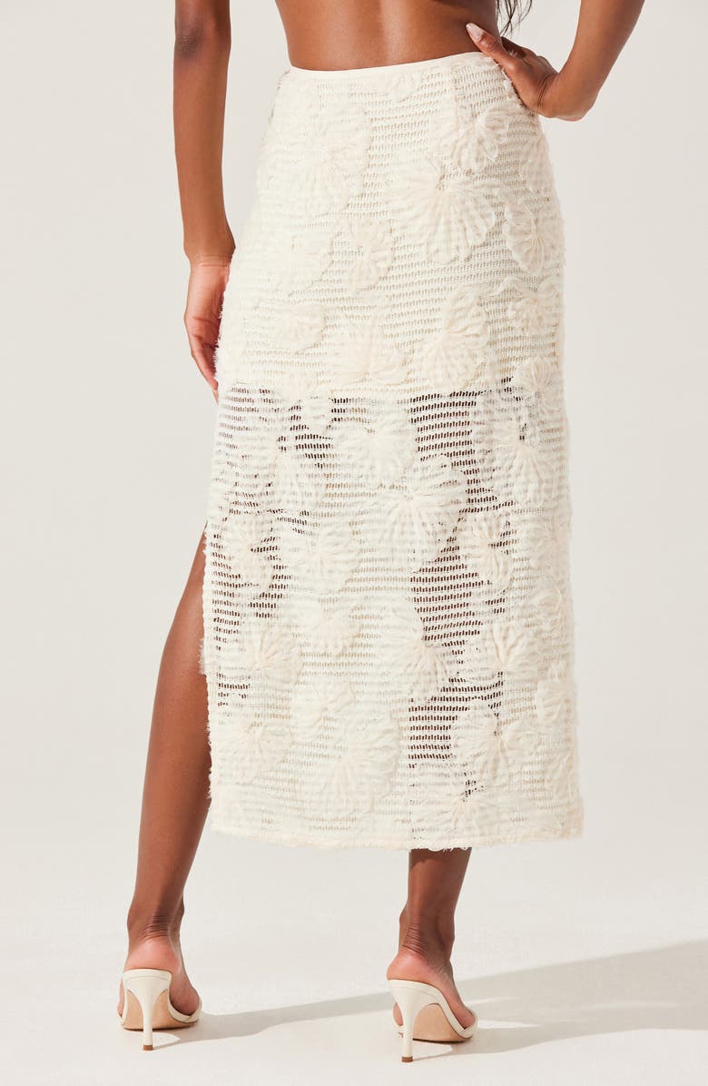 ASTR the Label Sol Flower Appliqué Open Stitch Skirt, Alternate, color, Cream