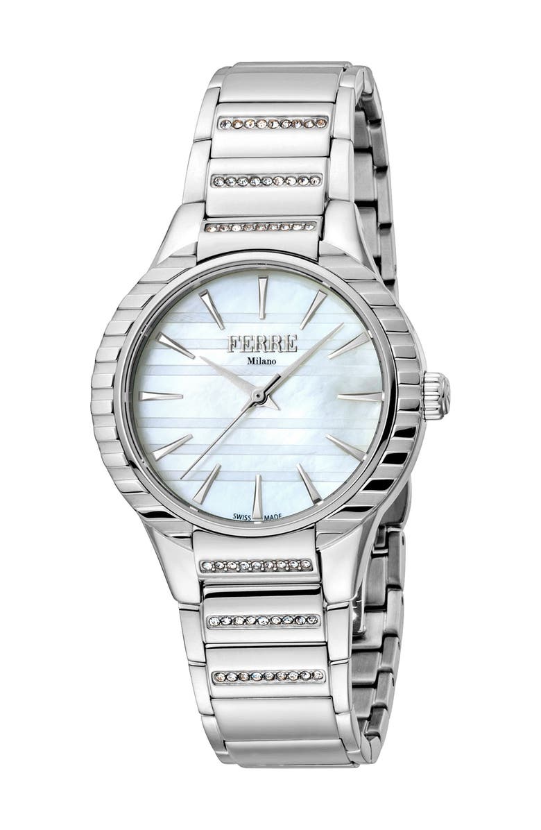 FERRE MILANO Women's Crystal Accented Bracelet Watch, 32mm, Main, color, 
