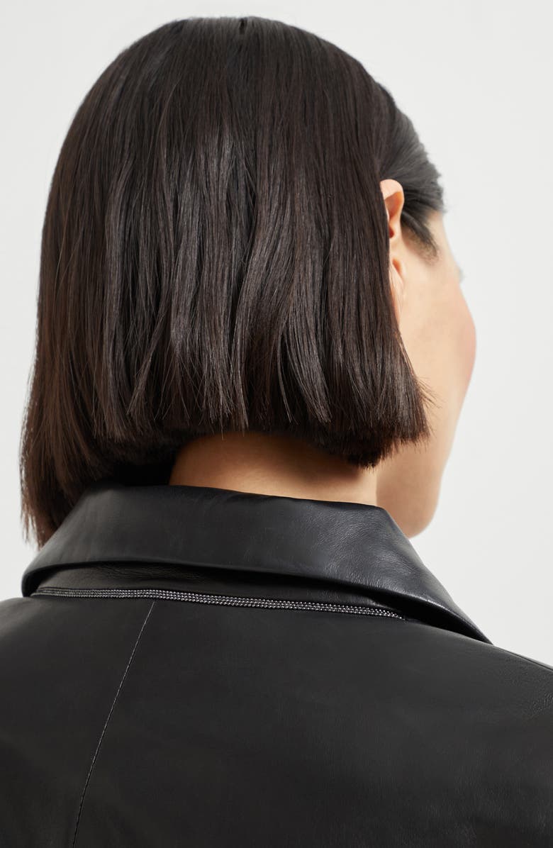 Brunello Cucinelli Nappa leather blazer, Alternate, color, Black