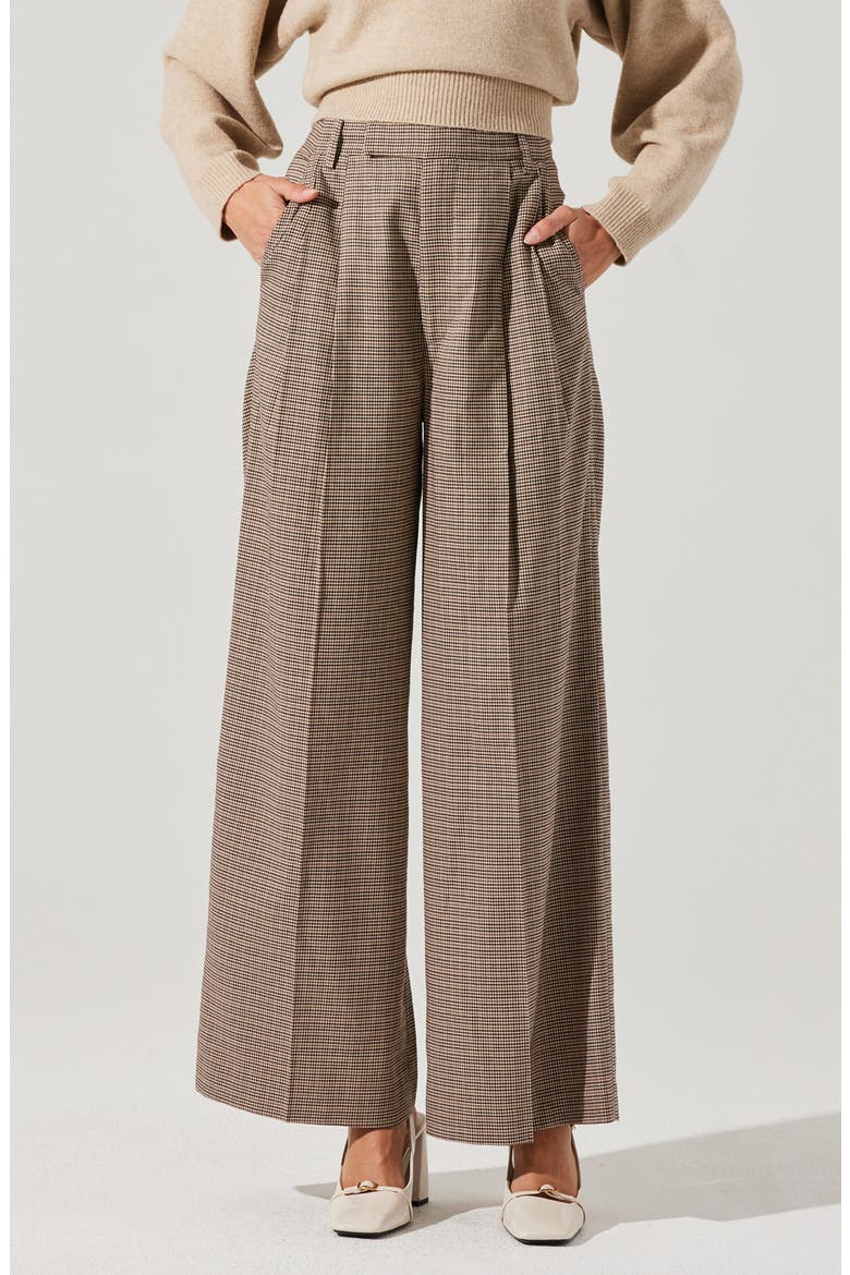 Houndstooth Check Wide Leg Pants, Main, color, BLACK BROWN MULTI