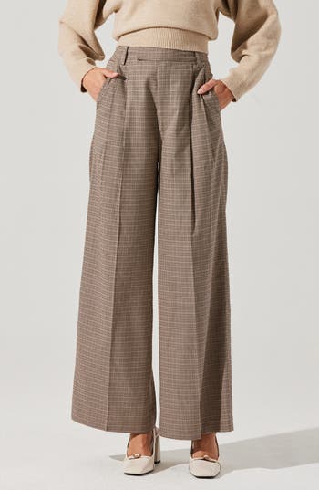 Astr The Label Houndstooth Check Wide Leg Pants