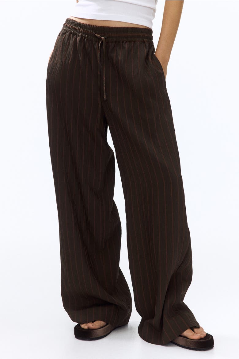 Straight-leg Pull-on Pants, Alternate, color, Dark brown/striped