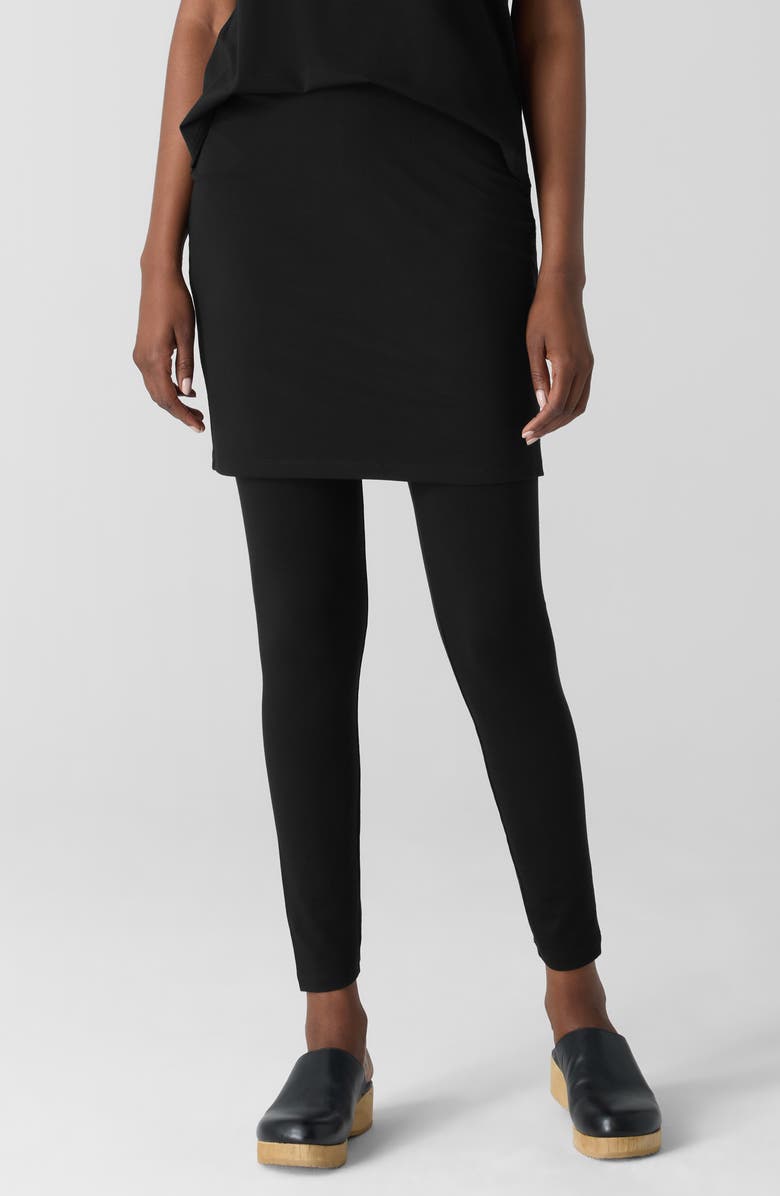 Eileen Fisher Skirted Ankle Leggings, Main, color, Black