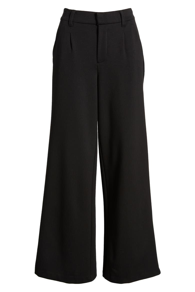 'Ab'Solution Skyrise Wide Leg Ponte Pants (Nordstrom Exclusive), Alternate, color, BLACK