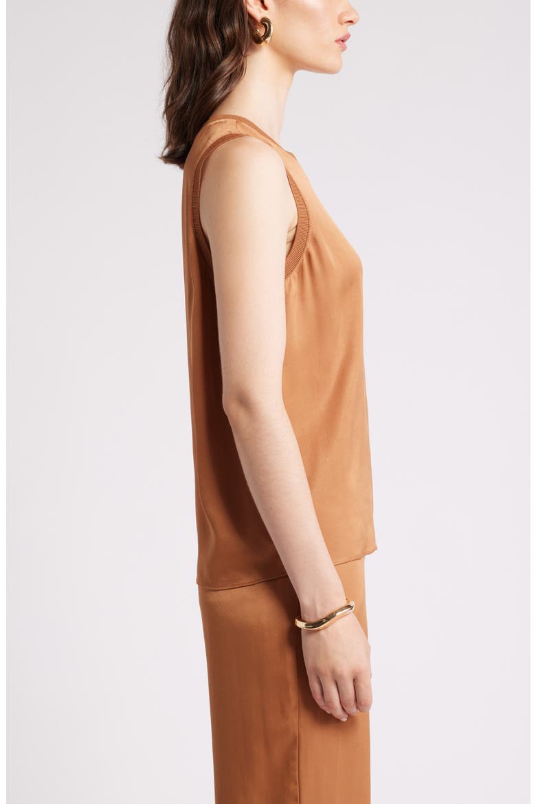 Rib Trim Tank Top, Alternate, color, TAN THRUSH