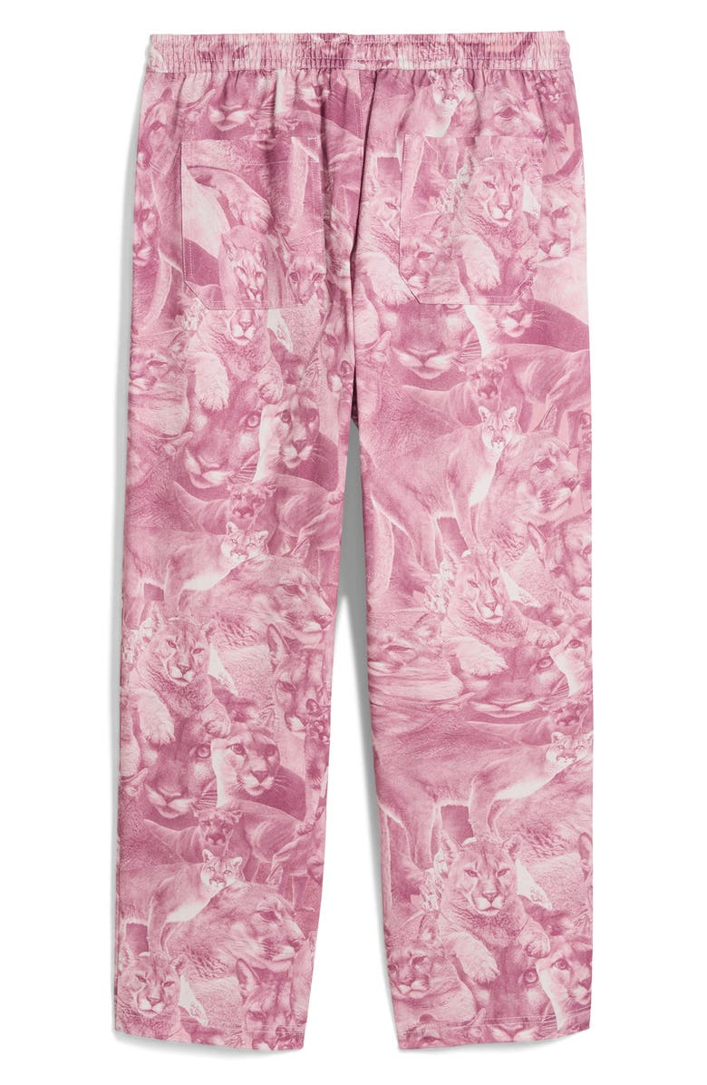 PUMA Special Items Allover Cat Print Drawstring Pants, Alternate, color, Poised Pink