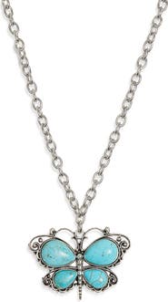 VIDAKUSH Imitation Turquoise Butterfly Pendant Necklace