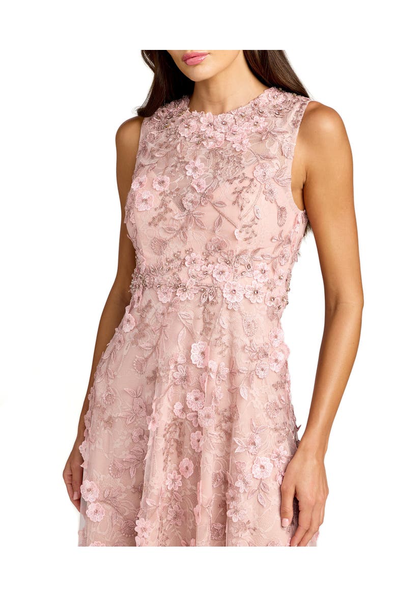 Floral Embroidered High Neck Midi Dress, Alternate, color, Rose