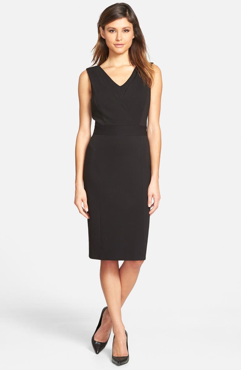 Classiques Entier<sup>®</sup> Italian Ponte Inset V-Neck Sheath Dress, Main, color,