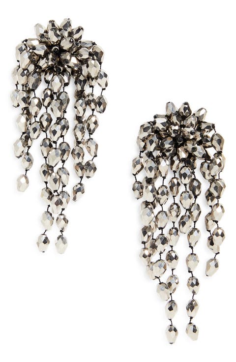 Hanabi Beaded Clip-On Drop Earrings