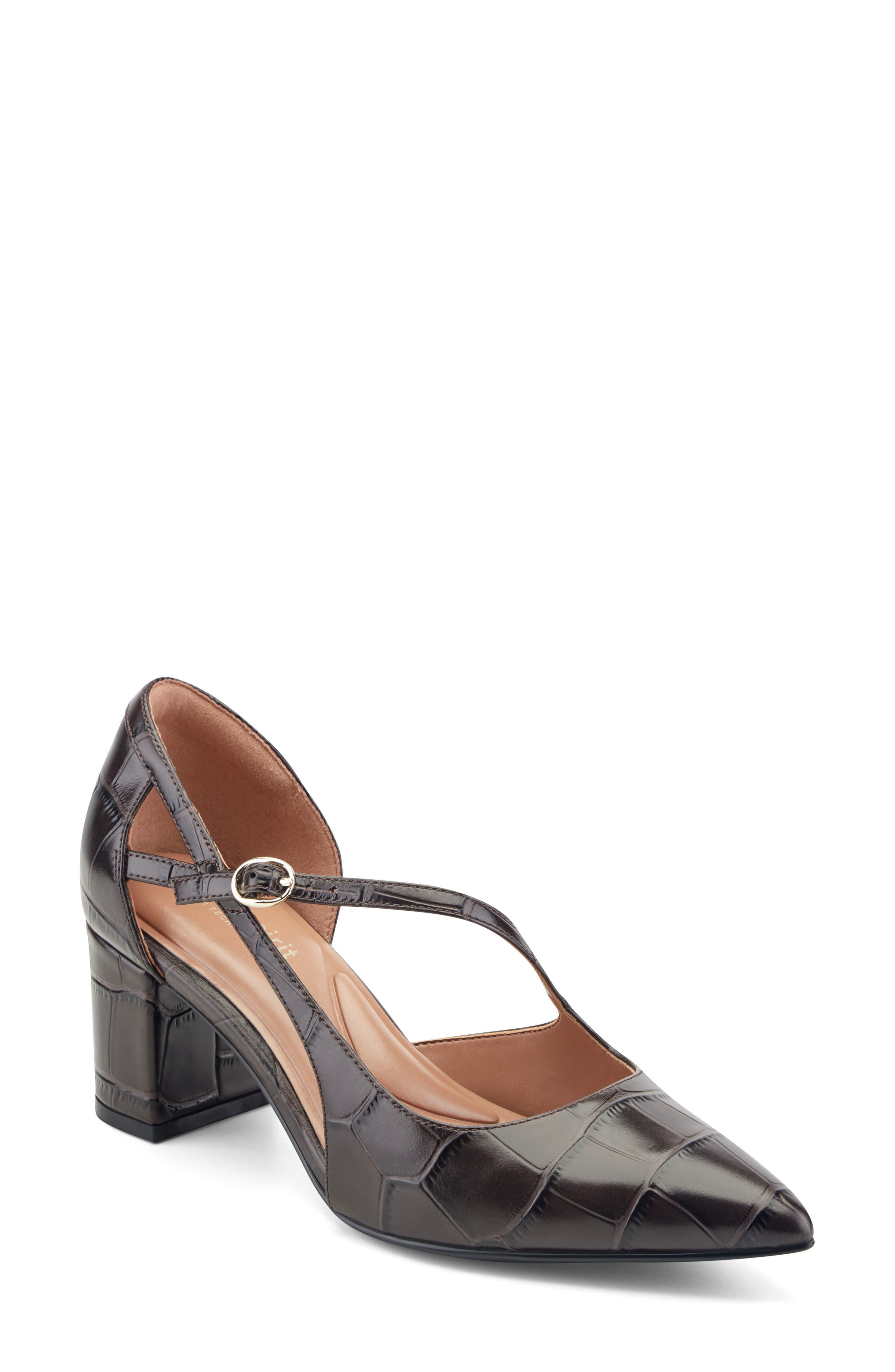 Nerina D'Orsay Pump, Main, color, DARK BROWN EMB