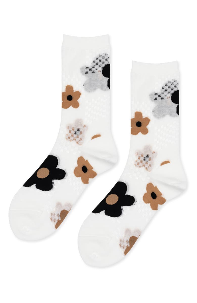 Hansel From Basel Jillian Floral Cotton Blend Crew Socks, Alternate, color, 