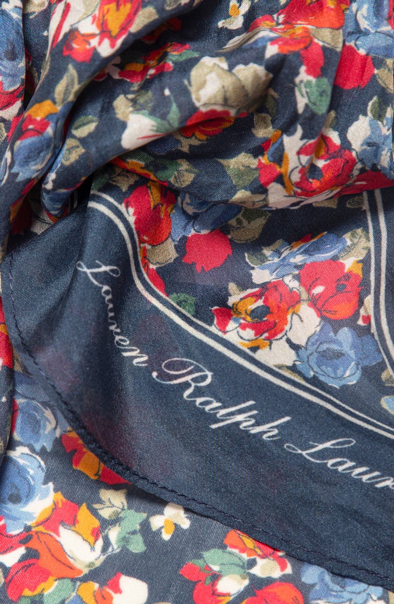 Lauren Ralph Lauren Large Floral Silk Diamond Scarf, Alternate, color,