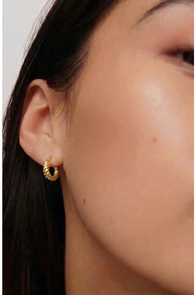 Fenny Twisted Mini Hoop Earrings in Gold, Alternate, color, Gold