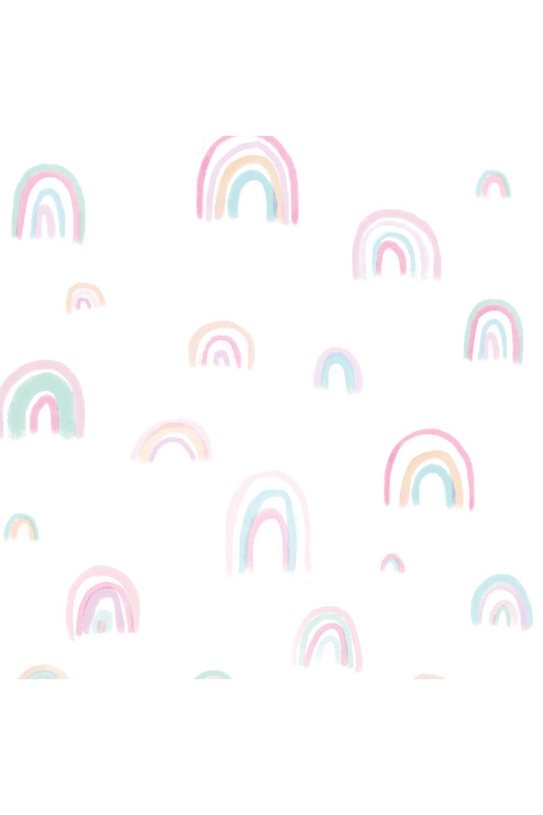 Watercolor Pastel Rainbow 100% Cotton Baby Fitted Crib Sheet, Alternate, color, White Multi