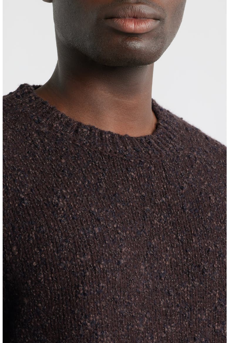 Italian Merino Wool Blend Crewneck Sweater, Alternate, color, BROWN MARL