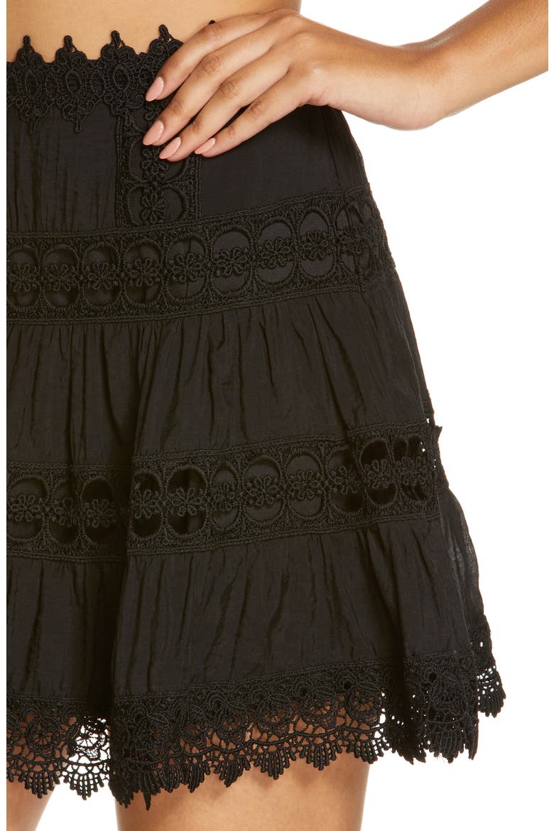 Lace Inset Skirt, Alternate, color, BLACK