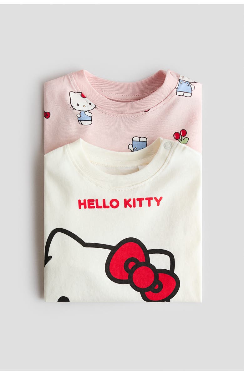 H&M 2-pack printed cotton t-shirts, Alternate, color, Light Pink/Hello Kitty