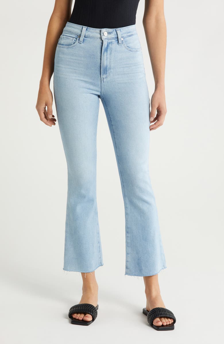 PAIGE Claudine High Waist Frayed Hem Ankle Flare Jeans, Main, color,