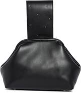 BCBG Studded Handle Faux Leather Frame Clutch