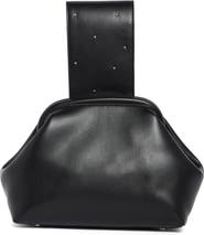 BCBG Studded Handle Faux Leather Frame Clutch