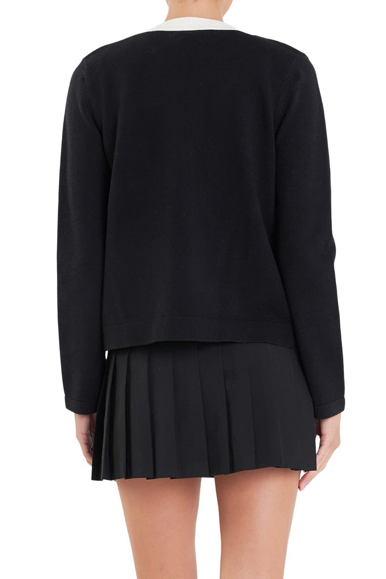 Contrast Edge Cardigan, Alternate, color, BLACK