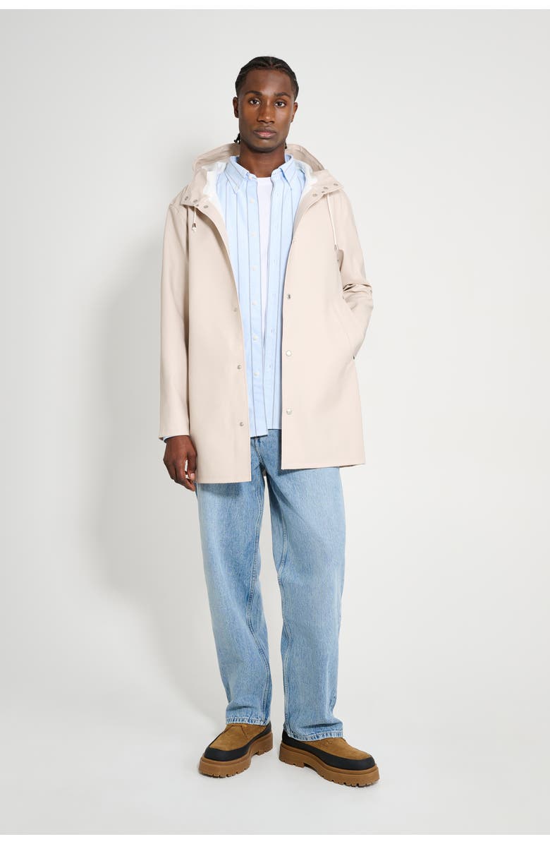 Stutterheim Stockholm Long Sleeve Hooded Raincoat, Alternate, color, Light Sand