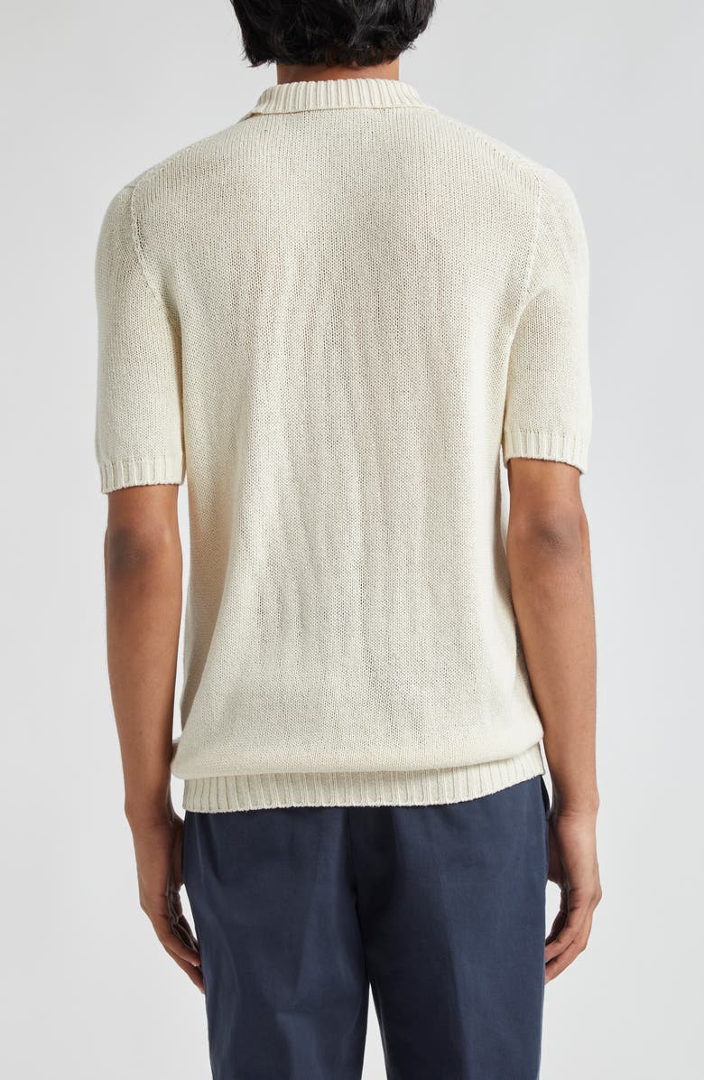 Thom Sweeney Bourette Silk Polo Sweater, Alternate, color, Off White