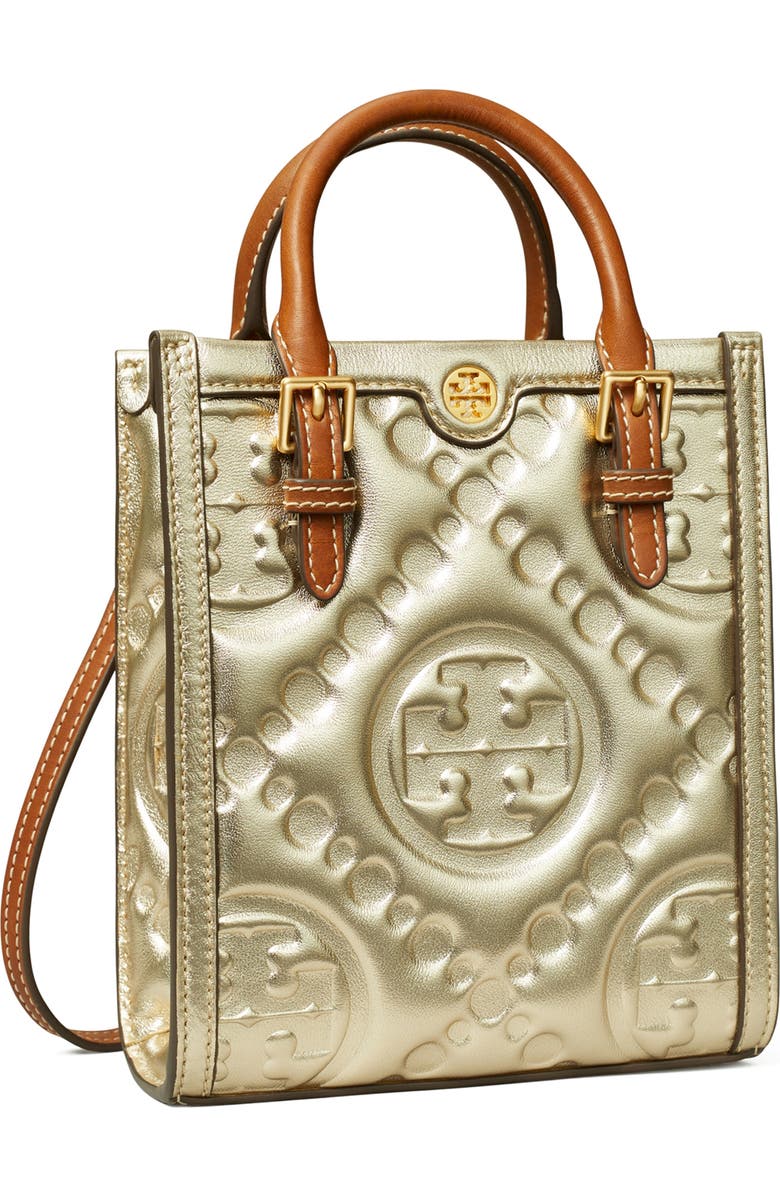 Tory Burch T Monogram Embossed Puffy Metallic Leather Crossbody Bag, Alternate, color,