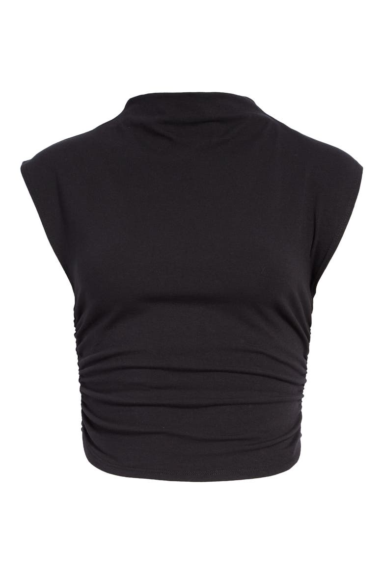 Lindy Ruched Crop Top, Alternate, color, BLACK