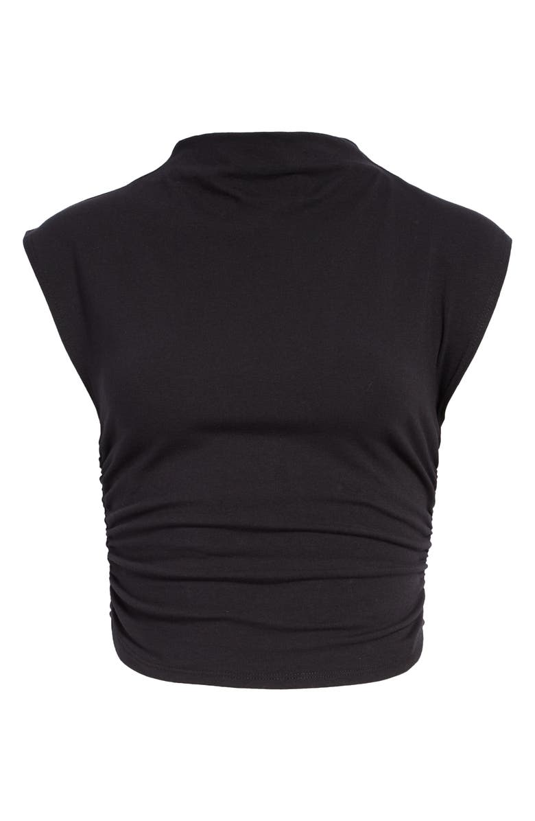 Reformation Lindy Ruched Crop Top, Alternate, color, Black