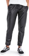 Accouchée Comfy Cool Foldover Waistband Faux Leather Jogger Pants
