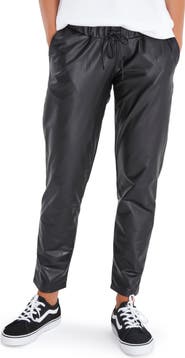 Accouchée Comfy Cool Foldover Waistband Faux Leather Jogger Pants